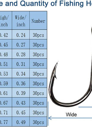 300PCS Small High-Carbon Steel Barbed Fishing Hooks with Holes, 10 Specifications of Fishing Hooks, Portable Boxed Hooks, Hooks That Can Adapt to Various Fishing Environments
