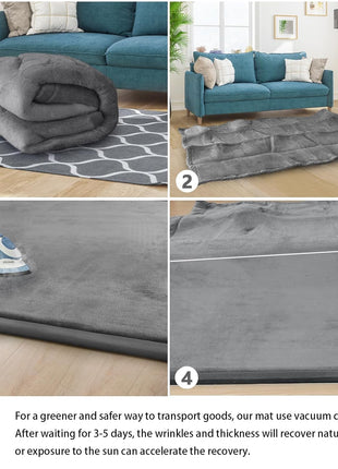 Baby Play Mat for Floor Nursery Rug Muscle Mat Area Rug Playroom Rug 79"x110" Playpen Mat Elastic Foam 1.3" Thick Crawling Mat for Babies,Toddlers, Infants, Kids,Grey