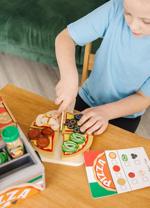 Melissa & Doug Top & Bake Wooden Pizza Counter, Kids Kitchen Playset with Play Food & Play Kitchen Accessories, Preschool Toys for Girls & Boys Ages 3+ - FSC Certified