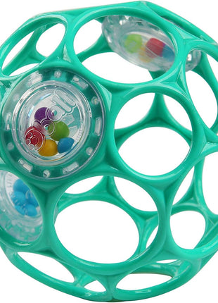 Bright Starts Oball Easy-Grasp Rattle BPA-Free Infant Toy in Teal, Age Newborn and up, 4 Inches