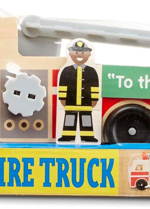 Melissa & Doug Wooden Fire Truck with 3 Firefighter Play Figures