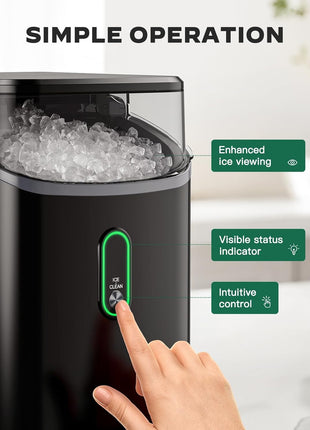 Silonn Nugget Ice Maker Countertop, Pebble Ice Maker with Soft Chewable Ice, One-Click Operation Ice Machine with Self-Cleaning, 33lbs/24H for Home,Kitchen,Office