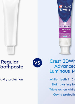 Crest 3D White Advanced, Teeth Whitening Toothpaste for Adults, 3.7 oz, 4 Pack, Cavity Protection Fluoride Toothpaste, Strengthens Enamel, Travel Size Toiletries