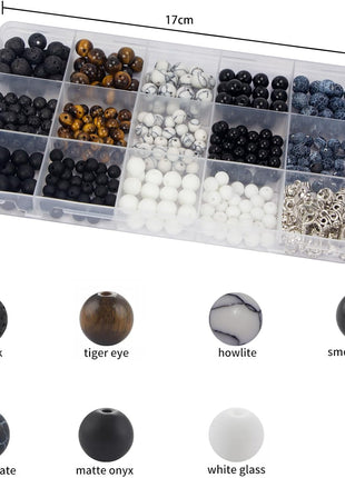 Mchruie Stone Beads for Jewelry Making, Charm Bracelet Making Kit, 450Pcs Beads for Bracelets Making Kit DIY Magnetic Bracelets for Couples Lovers