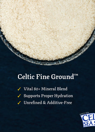 Fine Ground Celtic Sea Salt  - 16 Ounce (Pack of 1) Resealable Bag of Nutritious, Classic Sea Salt, Great for Cooking, Baking, Pickling, Finishing and More, Pantry-Friendly, Gluten-Free