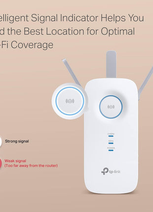TP-Link AC1900 WiFi Range Extender RE550 | Dual-Band Wireless Repeater Amplifier w/Gigabit Ethernet Port | Up to 2200 Sq. Ft., 32 Devices | Internet Signal Booster | APP Setup | EasyMesh Compatible