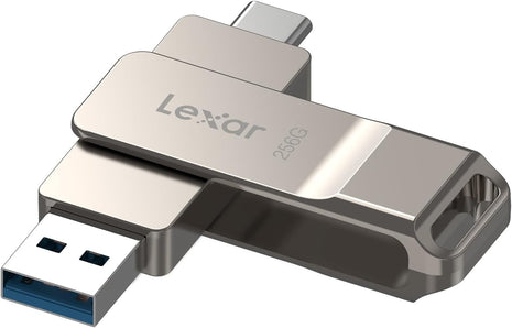 Lexar D40E 256GB Dual USB 3.2 Gen 1 Type-C Jump Drive, USB-C Flash Metal Housing Swivel Design Thumb Drive(Champagne Silver)