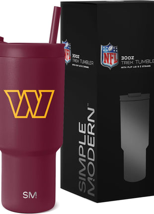 Simple Modern Officially Licensed NFL 30oz Tumbler with Flip Lid and Straws | Football Insulated Stainless Steel Cup | Gifts for Men Women | Trek Collection