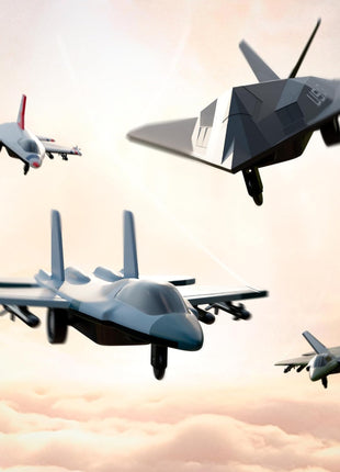 United Sates Air Force 4-Pack Toy Jet Squadron Die Cast Airplanes, Pull Back Military Fighter Jets, Diecast Air Plane Models