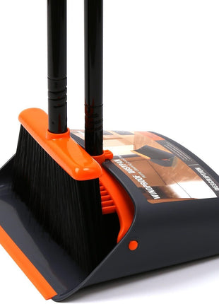 TreeLen Broom and Dustpan Set with 52 inch Long Handle for Home Kitchen Room Office Lobby Floor Use Upright Stand Up Stand Up Broom with Dustpan Combo