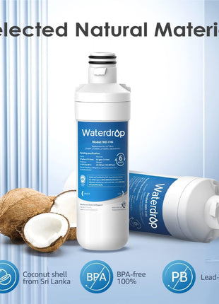 Waterdrop ADQ747935 LT1000PC Replacement for LG® LT1000P®/PC/PCS ThinQ® Refrigerator Water Filter, LFXS26973S, LMXS28626S, LMWS27626S, LFXS28596S, ADQ74793501 and LT120F®, 3 Combo