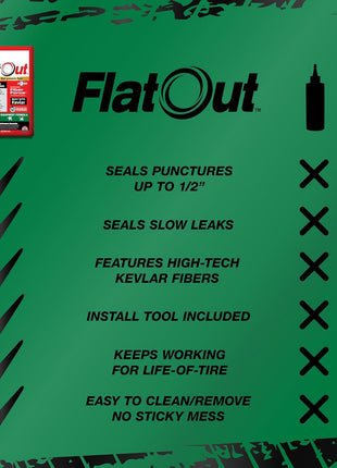 FlatOut Off-Road Tire Sealant, Outdoor Power Equipment Formula, Prevents Flat Tires, Fix a Flat Tire, Seals Leaks, Contains Kevlar, 32 Ounce Bag, 1-Pack