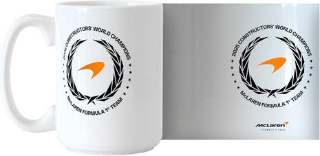 Logo Brands McLaren Formula 1 Team Constructors' Champions This Team 15 oz Sublimated Mug ・Straight Walls with Classic C-Shape Handle ・Durable Everyday Coffee Mug