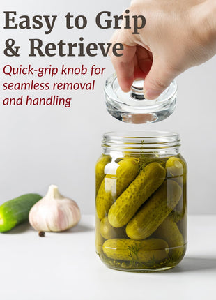 Elementi Glass Fermentation Weight Set of 4   Easy Grip Fermenting Weights, Perfect Fit for Wide Mouth Mason Jars, Durable Soda Lime Glass for Sauerkraut, Kimchi & More   Pickling & Canning Weights