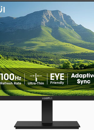 KOORUI New 22 Inch Computer Monitor FHD 1080P 120Hz PC Gaming Screen VA Panel Ultra-Slim Display 4000:1 Contrast Ratio with Adpitive Sync (HDMI/VGA/VESA Compatible 100x100mm/Audio Out), Tilt, Black