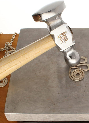 The Beadsmith Two-Sided Chasing Hammer - 10.75 Inches Wooden Handle, 2.25 inch Steel Head with a 14mm Ball Pein & 1.1 inch/ 28mm Domed Face - Tool Used to Add Texture and Dimension to Metalwork, 4oz./113g