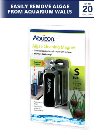 Aqueon Aquarium Algae Scraper, Fish Tank Cleaning Magnets for Glass/Acrylic, Small, Black