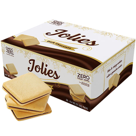 ChocZero Chocolate Cookies, Dark Chocolate Jolies ??Gluten Free, Sugar Free, 20 Crispy Chocolate Filled Keto Cookies Per Box, 8 Ounce