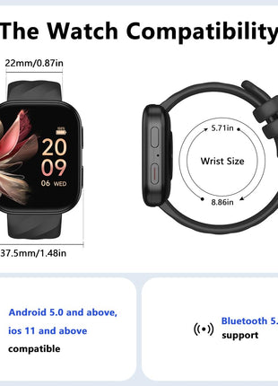 FITVII Health & Fitness Tracker (Answer/Make Calls), Smart Watch with 24/7 Heart Rate and Blood Pressure, Sleep Tracking, Blood Oxygen Monitor, 120+ Sport Modes Activity Tracker for Women Men