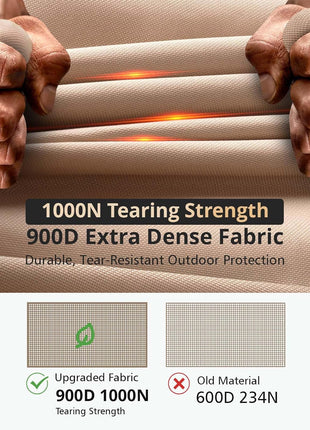 QH.HOME Fire Pit Cover Round-45-48 Inch Heavy Duty 900D Strong Tear-Resistant and UV Resistant and Waterproof and Fading Resistant Material Polyester Firepit Covers Round for Outdoor Fire Pit-Wheat