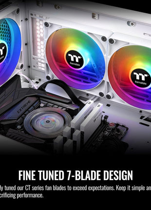 Thermaltake CT120 ARGB Sync PC Cooling Fan White (2-Fan Pack), 5V Motherboard Sync, 16.8 Million Colors 9 Addressable LEDs, 120 mm Hydraulic Bearing Case/Radiator Fan, CL-F153-PL12SW-A