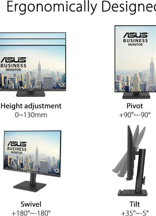 ASUS 24" Docking Monitor (BE248CFN) – WUXGA (1920x1200), IPS, 100Hz, Frameless, USB-C Docking, RJ45, Speakers, Height Adjustable, HDMI, Daisy-Chain, Eye Care, Wall Mountable, 3 yr Warranty