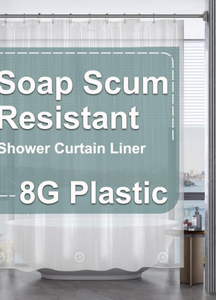 AmazerBath Plastic Shower Curtain Clear Premium PEVA, Clear Shower Curtain Heavy Duty 8G, Weighted Shower Curtains for Bathroom Accessories with 3 Big Stones and 12 Rustproof Grommets, 72x72 Inches