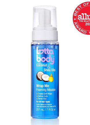 Lottabody Coconut Oil and Shea Wrap Me Foaming Curl Mousse , Creates Soft Wraps, Hair Mousse for Curly Hair, Defines Curls, Anti Frizz, 7 Fl Oz