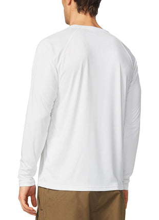 baleaf Men's Sun Protection Shirts UV SPF T-Shirts UPF 50+ Long Sleeve Rash Guard Fishing Running Quick Dry White Size L