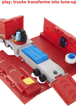 Mattel Disney and Pixar Cars Transforming Mack Playset | 2-in-1 Toy Truck & Tune-Up Station with Launcher, Lift & More, Movie-Inspired Graphics