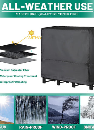 Himal 4ft Waterproof Firewood Cover, Heavy Duty 600D Oxford Outdoor Storage Wood Rack Cover with Buckle (Log Rack not Included)