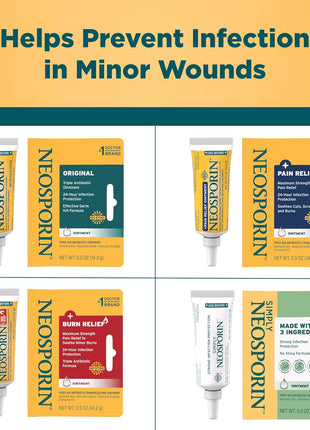 Neosporin Original First Aid Antibiotic Ointment with Bacitracin Zinc for Infection Protection, Wound Care Treatment & Scar Appearance Minimizer for Minor Cuts, Scrapes and Burns,.5 oz