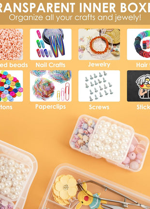 Diamond Organizer, 16Pcs Small Diamond Painting Organizers and Removable Tray, Mini Clear Bead Storage Containers Boxes with Hinged Lid for Bracelet Making DIY Jewelry Craft Nail