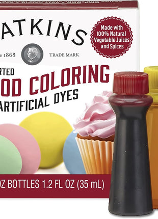 Watkins Assorted Food Coloring, 1 Each Red, Yellow, Green, Blue, Total Four 0.3 oz bottles, 4 Count (Pack of 1)