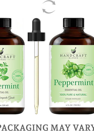 Handcraft Blends Peppermint Essential Oil – Huge 4 Fl Oz – 100% Pure and Natural – Premium Grade Essential Oil for Diffuser and Aromatherapy, Skin, Massage, Candle and Soap Making Fragrance