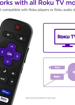 Roku TV Remote Control (Official Manufacturer Product) | Simple Setup & Pre-Set App Shortcuts - Replacement Remote Compatible with RokuTV Models ONLY (Not Roku Players)