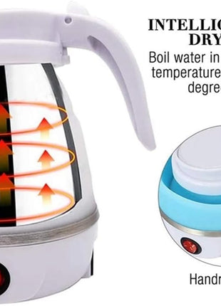 UpdateClassic Travel Portable Foldable Electric Kettle, 0.6L Small Collapsible Hot Water Boiler For Coffee Tea (Blue)