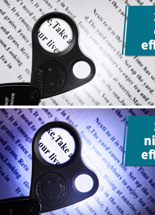 JARLINK 30X 60X Illuminated Jewelers Loupe Magnifier, Foldable Jewelry Magnifier with Bright LED Light for Gems, Jewelry, Coins, Stamps, etc