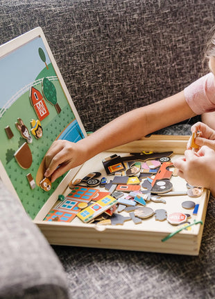 Melissa & Doug Wooden Magnetic Matching Picture Game with 119 Magnets and Scene Cards Magnetic Book Scenes for Kids Ages 3+