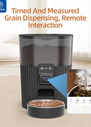 PAPIFEED Automatic Cat Feeder with Camera, 3L Cat Food Dispenser with App, 2.4G WiFi Timed Cat Feeder for Dry Food, 2-Way Audio, Smart Pet Feeder for Small Dog, 10 Meals/Day, 6 Portions/Meal