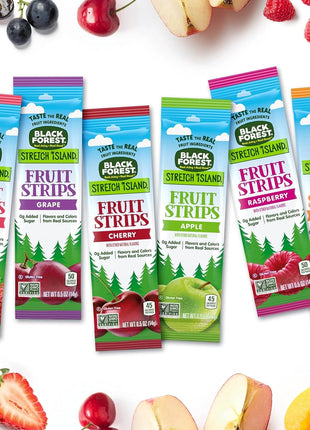 Black Forest, Stretch Island, Fruit Strips, Cherry, Apple, Raspberry, Grape, Strawberry, and Apricot, Zero Grams Added Sugar Non-GMO, 48 ct