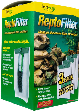 TetraFauna ReptoFilter Filter Cartridges, Size Medium, Filter Cartridge Refills, 3 Count