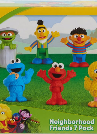 Sesame Street Neighborhood Friends, 7-piece Poseable Figurines, Kids Toys for Ages 2 Up by Just Play