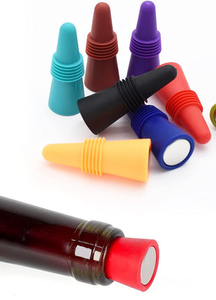 Wine Stoppers Beverage Bottle Sealer Soft Silicone Wine Bottle Stoppers Corks with Grip Top for Keeping Wine Champagne Fresh, 8 Pack