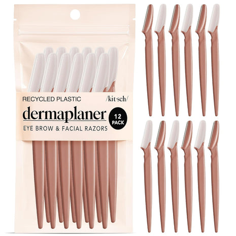 Kitsch Dermaplane Razor for Women Face – Terracotta, 12 pcs | Face Razors for Women & Men, Eyebrow Razor & Face Shaver – Exfoliating Facial Razor & Dermaplaner as Tool for Smoother Skin