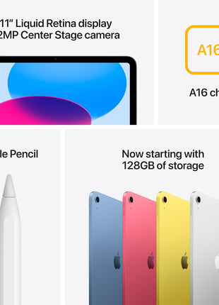 Apple iPad 11-inch: A16 chip, 11-inch Model, Liquid Retina Display, 128GB, Wi-Fi 6, 12MP Front/12MP Back Camera, Touch ID, All-Day Battery Life — Pink