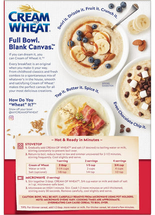 Cream of Wheat Original Stove Top Hot Cereal, 2 1/2 Minute Cook Time, 28 Ounce