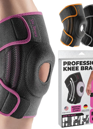 DR. BRACE ELITE Knee Brace with Side Stabilizers & Patella Gel Pads for Maximum Knee Pain Support and fast recovery for men and women-Please Check How To Size Video (Mercury, Large)
