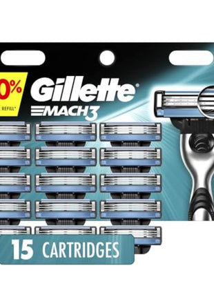 Gillette Mach3 Men's Razor Blades, 15 Blade Refills