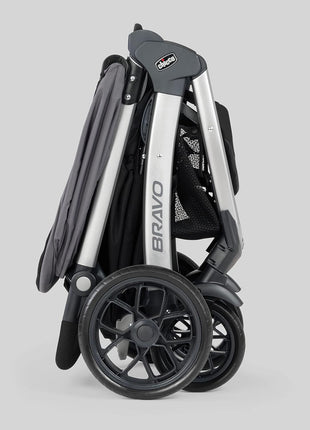 Chicco Bravo LE Stroller with Car Seat Compatibility, Compact Fold | Pewter/Grey, lightweight stroller, UPF 50+ canopy, GREENGUARD Gold, removable seat, 5-point harness, all-wheel suspension